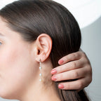 Aretes 3 perlas colgantes
