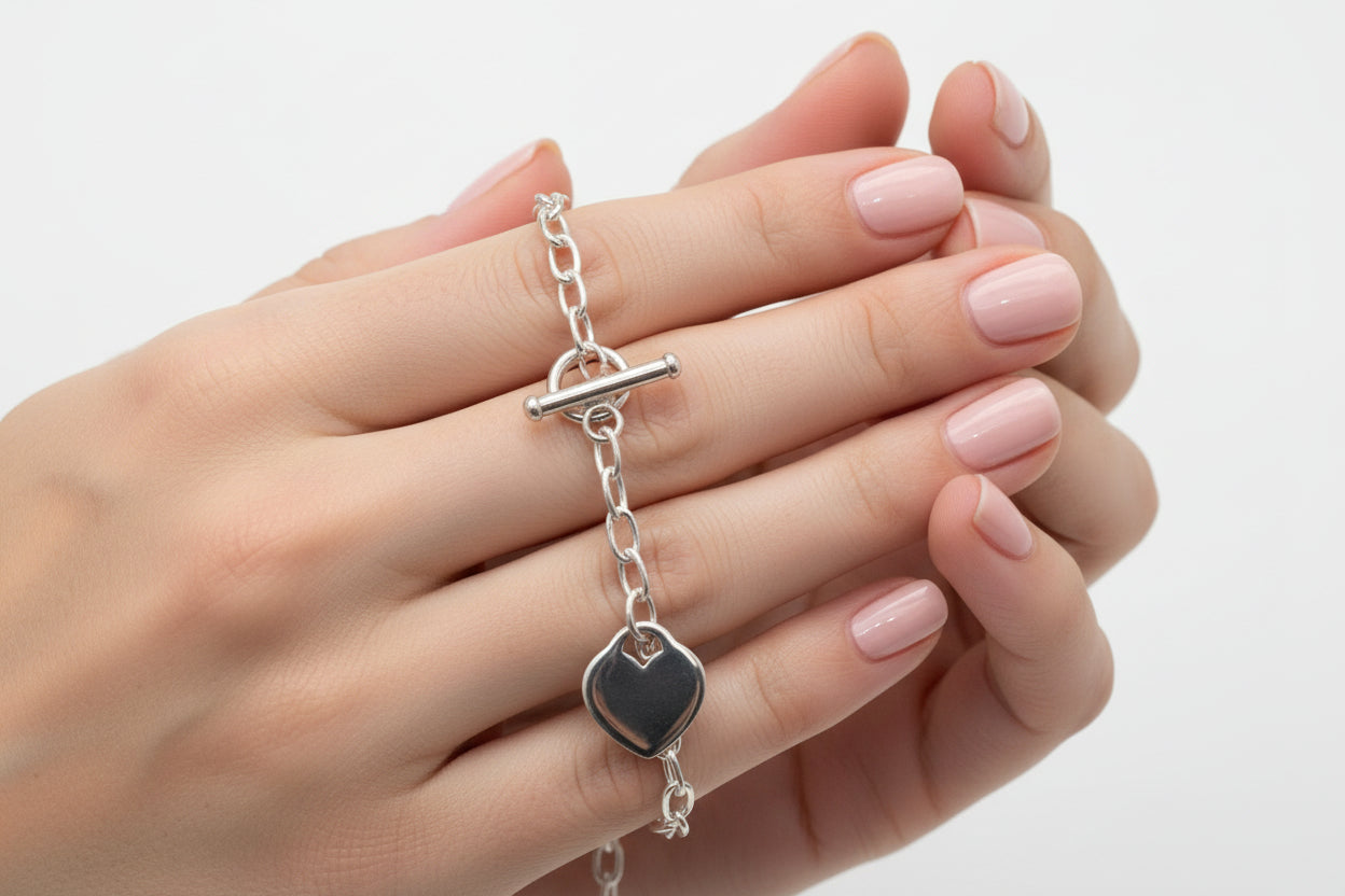 Pulsera eslabones con dije corazón